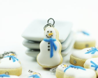 Christmas Cookie, Food Charm, Food Jewelry, Stitch Marker, Progress Keeper, Snowman Cookie, Snowman Charm, Christmas Jewelry, Winter Charm