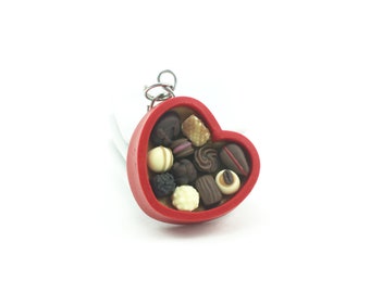 Miniature Chocolate Box Charm: Heart-Shaped Food Jewelry, Stitch Marker