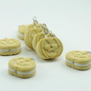 Pumpkin Cookie Charm: Handmade Polymer Clay Halloween Jewelry