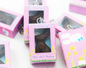 Chocolate Bunny Charm, Chocolate Bunny Box, Chocolate Bunny Jewelry, Stitch Marker, Progress Keeper, Easter Charm, Easter Jewelry, Bunny