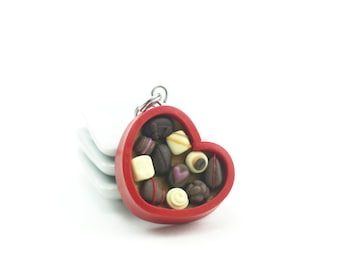 Handmade Chocolate Box Charm: Miniature Food Jewelry, Stitch Marker