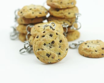 Food Jewelry, Cookie Charm, Miniature Food, Chocolate Chip, Clay Charm, Clay Jewelry, Stitch Marker, Food Charm, Progress Keeper, Knitting