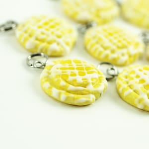 Food Jewelry, Pastry Charm, Lemon Danish, Polymer Clay Food, Miniature Food, Stitch Marker, Food Charm, Progress Keeper, Lemon Pastry, Cute