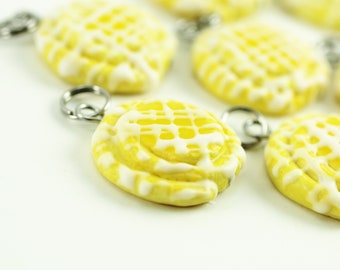 Food Jewelry, Pastry Charm, Lemon Danish, Polymer Clay Food, Miniature Food, Stitch Marker, Food Charm, Progress Keeper, Lemon Pastry, Cute