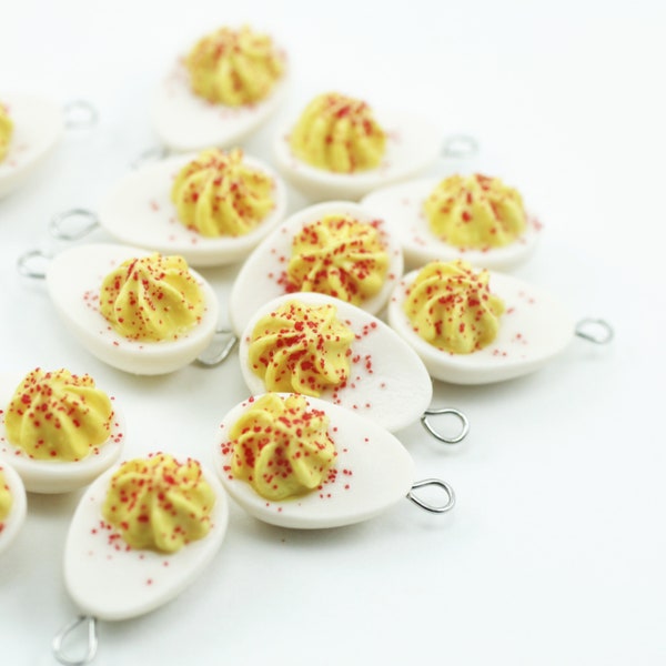 Deviled Egg, Food Jewelry, Mini Food, Polymer Clay Food Jewelry, Stitch Marker, Food Charm, Progress Keeper, Deviled Egg Charm, Egg Charm