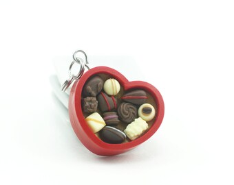 Heart Chocolate Box Charm: Miniature Food Jewelry, Stitch Marker