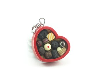 Heart Chocolate Box Charm: Miniature Food Jewelry, Stitch Marker