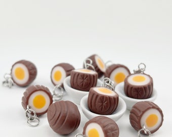 Creme Egg, Food Jewelry, Easter Charm, Polymer Clay Food, Miniature Food, Stitch Marker, Food Charm, Progress Keeper, Knitting Notions, Tiny