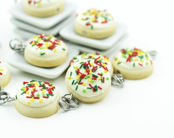 Christmas Cookie, Food Jewelry, Cookie Charm, Miniature Food, Sugar Cookie, Polymer Clay Food, Stitch Marker, Food Charm, Stitch Marker