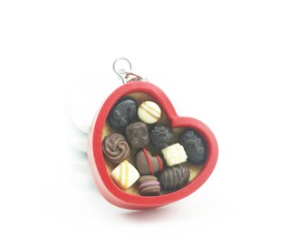Heart Chocolate Box Charm: Miniature Food Jewelry, Stitch Marker