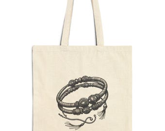 Indian Bangles Cotton Canvas Tote Bag: Silver Metallic Floral Design