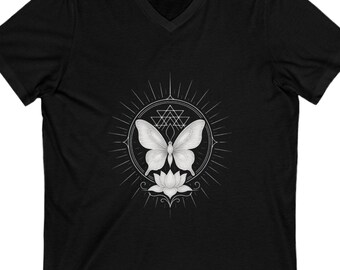 Luminous Butterfly Lotus Mandala Tee: Spiritual Transformation Shirt