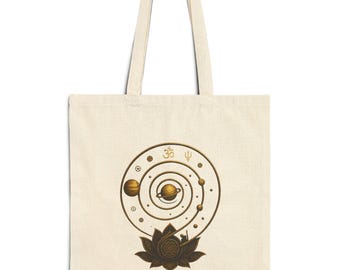 Celestial Cotton Tote Bag: Vedic Astrology, Yoga Spiritual Accessory