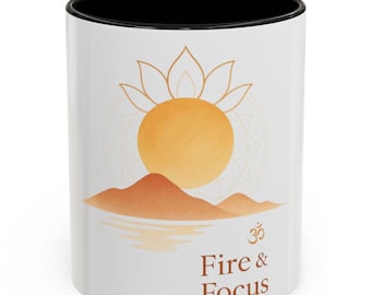 Sun and Lotus Coffee Mug, Serene Peak Design