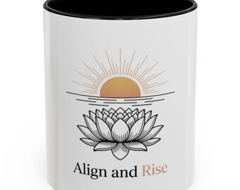 Lotus Ceramic Mug: Align and Rise - Meditation Coffee Cup