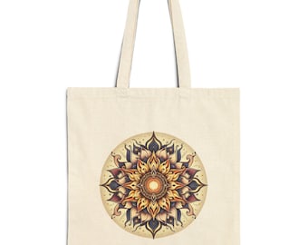 Mandala Canvas Tote Bag: Boho Spiritual Shoulder Purse