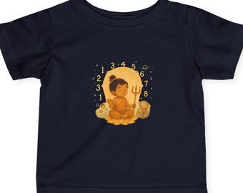 Whimsical Toddler Tee: Lotus, Vedic Numerals, Ganesha Design