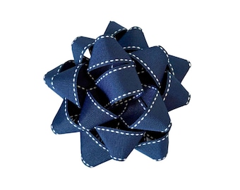 Navy Blue Reusable Gift Bow: Sustainable Fabric, 5" Diameter