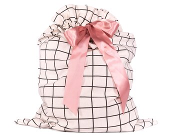 Reusable Cotton Gift Bag: 27" Eco-Friendly Holiday Wrap with Satin Ribbon