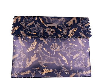 Large Reusable Gift Bag: Eco-Friendly Magnetic Closure, Deer & Rabbit Print