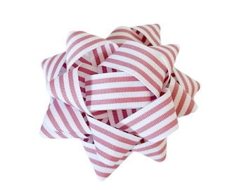 Pink Striped Reusable Gift Bow: Eco-Friendly Fabric Ribbon