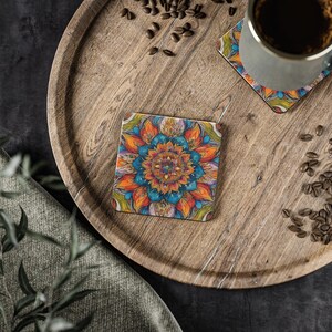 Vibrant Mandala Coasters for Home Decor, Unique Drink Coasters, Colorful Floral Coasters, Art Coasters for Housewarming, Decorative [...]