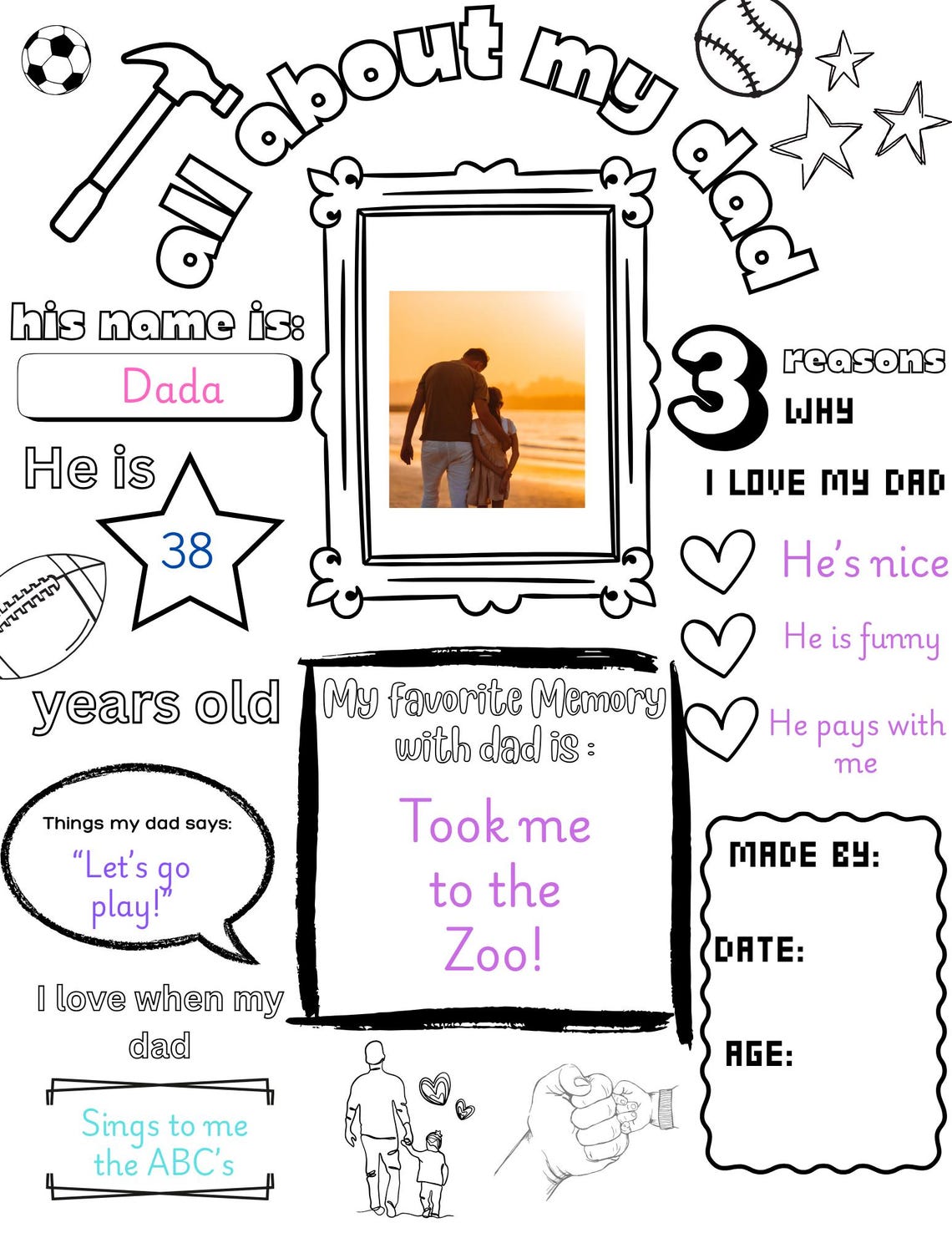 All About My Dad - Father’s Day Coloring Page | Printable Kids Activity ...