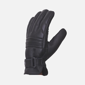 Black Leather Motorcycle Gloves: Padded Knuckle Winter Biker Gloves.