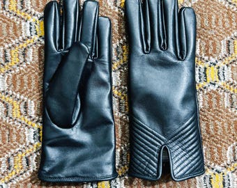 Schwarze Leder Damen Handschuhe: Elegante gefütterte Wintermode