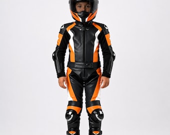 Mini moto champion red green black kids motorcycle racing suit costume with protective pads