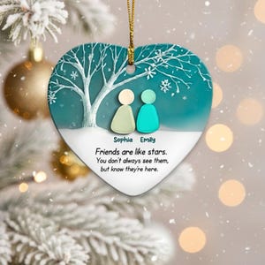 Echte Seeglas Freundschaft Ornament Weihnachtsgeschenk Beste Freunde, Zeitloses Freundschaft Geschenk, 3D Benutzerdefinierte Freundschaft Meerglas Freundschaft Dekor