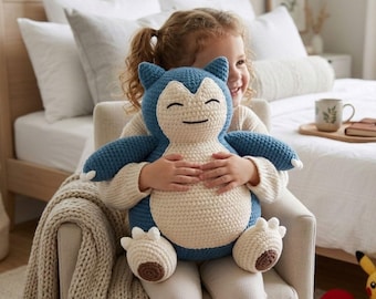 Riesen Snorlax Häkelanleitung, digitaler Download, Amigurumi Plüschtier Anleitung, Amigurumi Plüsch-Kissen PDF digitaler Download