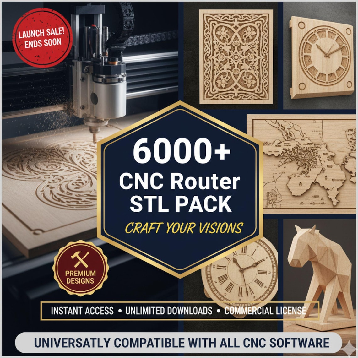 Cnc Router Cut Files 6000+ CNC MEGA Files for Router Machines, Biggest Cnc Router STL Pack ...