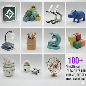100+ Functional STL Files, Home & Decor STL Bundle, Gadgets, Stands Holders More, 3D Printable Home Design Pack, Lifetime Access image 1