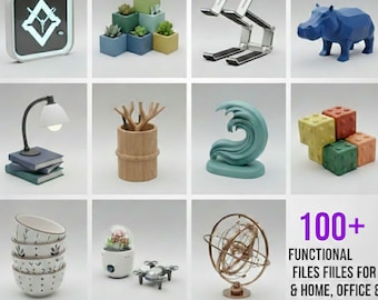 100+ Functional STL Files, Home & Decor STL Bundle, Gadgets, Stands Holders More, 3D Printable Home Design Pack, Lifetime Access