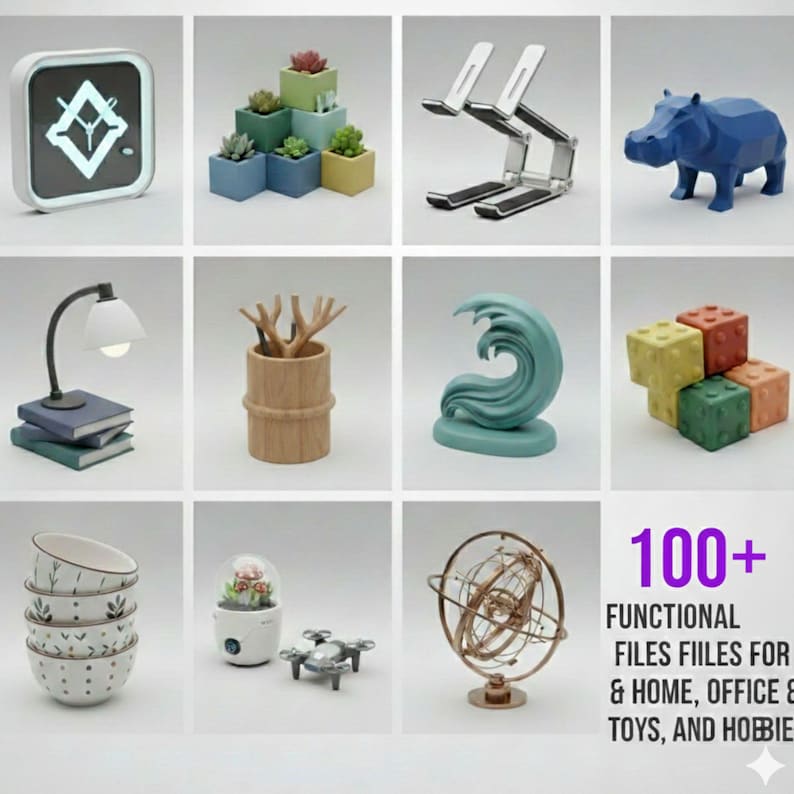 100+ Functional STL Files, Home & Decor STL Bundle, Gadgets, Stands Holders More, 3D Printable Home Design Pack, Lifetime Access image 1