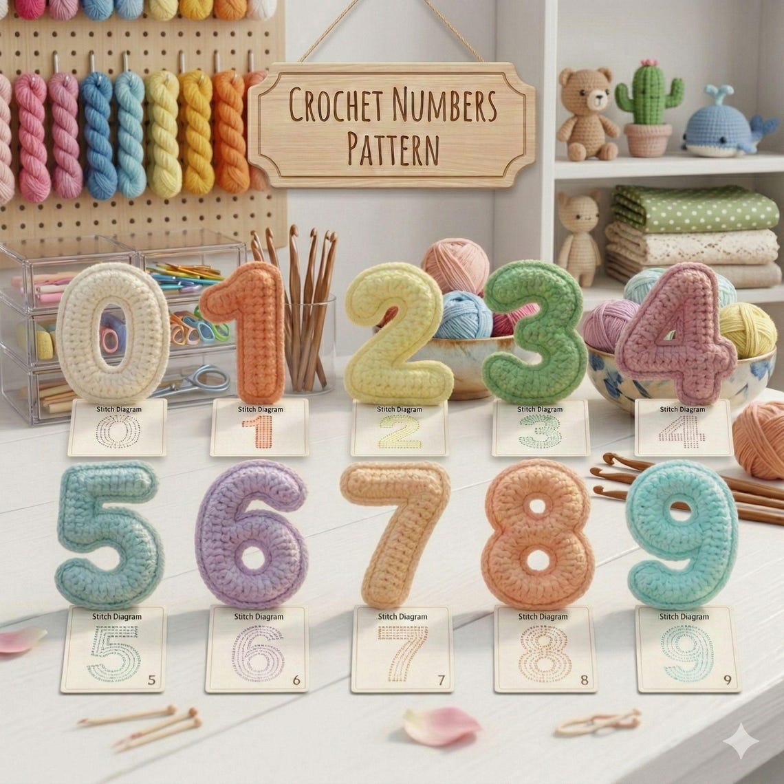Numbers Crochet Pattern, Crochet Numbers Pattern PDF 0–9, Amigurumi ...