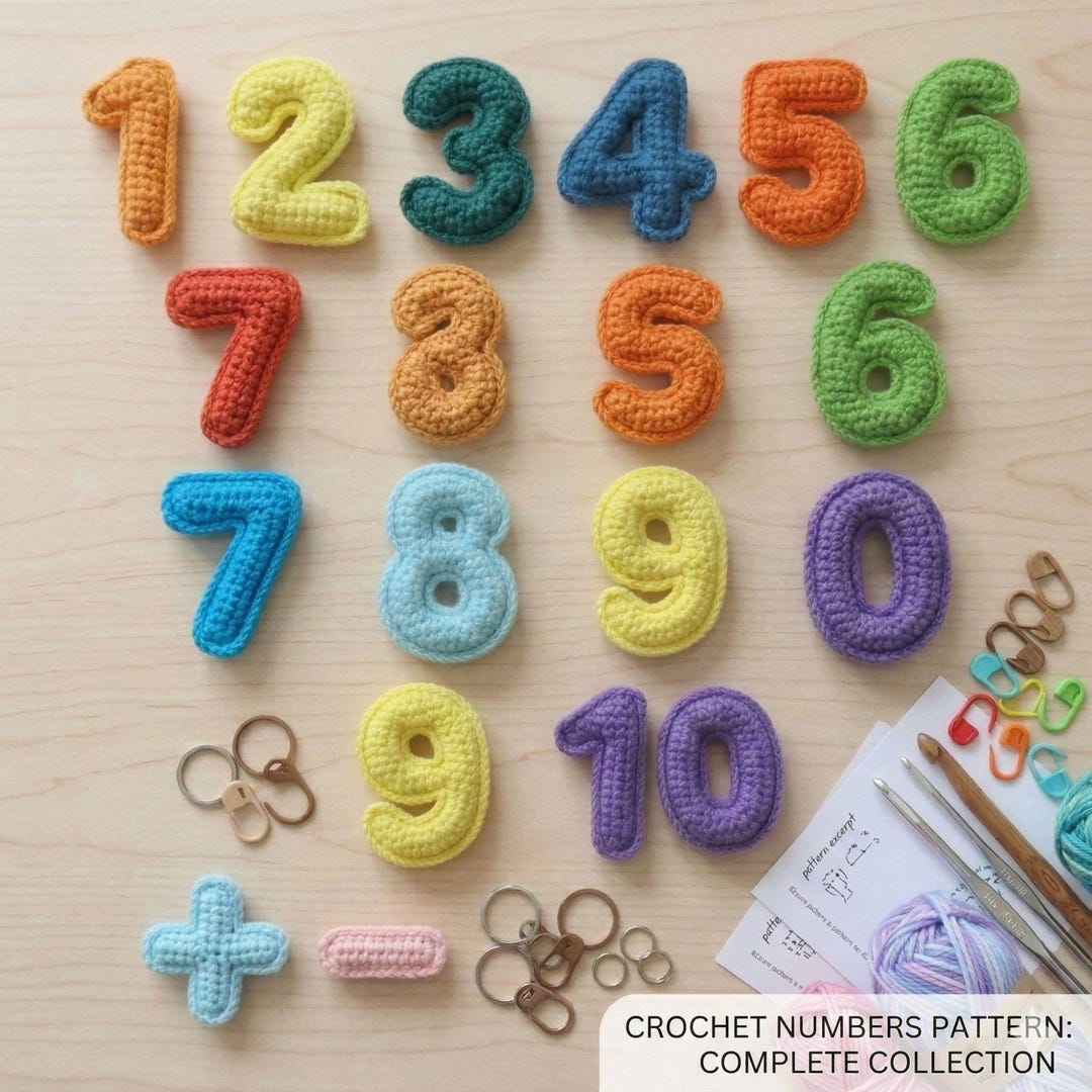 Numbers Crochet Pattern, Crochet Numbers Pattern PDF 0–9, Amigurumi ...