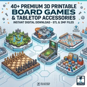 Paquete de más de 40 archivos STL para imprimir en 3D de juegos de mesa, accesorios para juegos de mesa familiares (descarga digital)