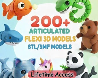 200+ Articulated Flexi Mini Animals, Flexi 3D Print Models, 3D Print Model Bundle, Files for 3D Printing, Toy for Kids STL File Only Figure