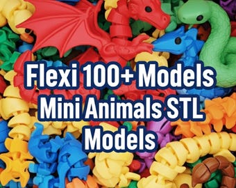 100+ Articulated Flexi Mini Animals, Flexi 3D Print Models, 3D Print Model Bundle STL, Toy for Kids STL File Only Figure, Tabletop, DnD
