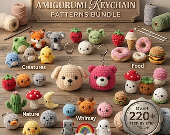 220+ Amigurumi Keychain Patterns Bundle, PDF Digital Download, Amigurumi Schlüsselanhänger, Amigurumi Muster Digital Crochet Mini Toy Lifetime Access