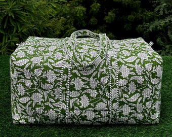 Custom Cabin Bag,Personalized Holdall,Carry On Weekend Overnight Bag,Travel Bag,Gift for Her,Cotton Quilted Luggage Bag,Women's Beach Bag