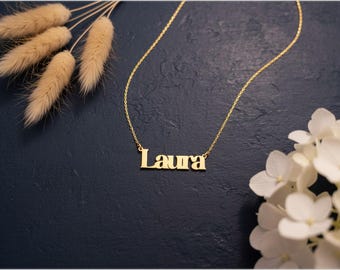 Custom Name Necklace • Gold Name Necklace • Personalized Jewelry Gift • Dainty Nameplate Necklace • Custom Gift For Her • Birthday Gift