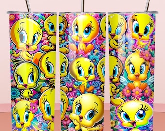 Tweety Bird Cartoon / 20oz Tumbler Wrap / PNG Digital Download / Skinny Tumbler Wrap