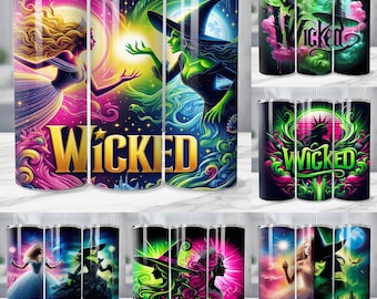 10+ Witch Pink And Green 20oz Skinny Tumbler, Broadway Tumbler Png,  Witch 20oz Straight Tumbler Wrap Design