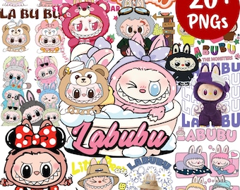 Labubu Design PNG Bundle Vol 1 |Kawaii Cute Digital Stickers |cute labubu png | labubu figures Art| labubu download | Labubu PNG Clipart