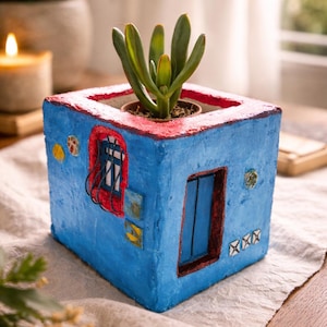Vaso per piante grasse in cemento fatto a mano – Mini Amalfi House Pot