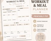 Workout & Meal Planner Printable PDF | Fitness Tracker | Weight Loss Planner | Daily Food and Exercise Log | Instant Download