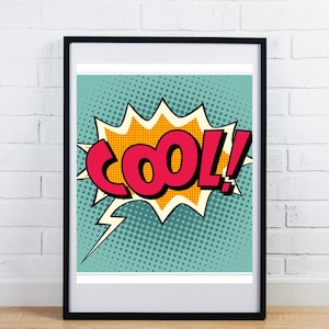 Pop Art Poster, Cool Wall Art, Retro Decor, Children&#39;s Room, Gift for Teen, Vintage Style Print, Comic Book Wall Decor, wall art